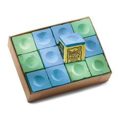 TRIANGLE CUE CHALK MIXED COLOURS, SET OF 12