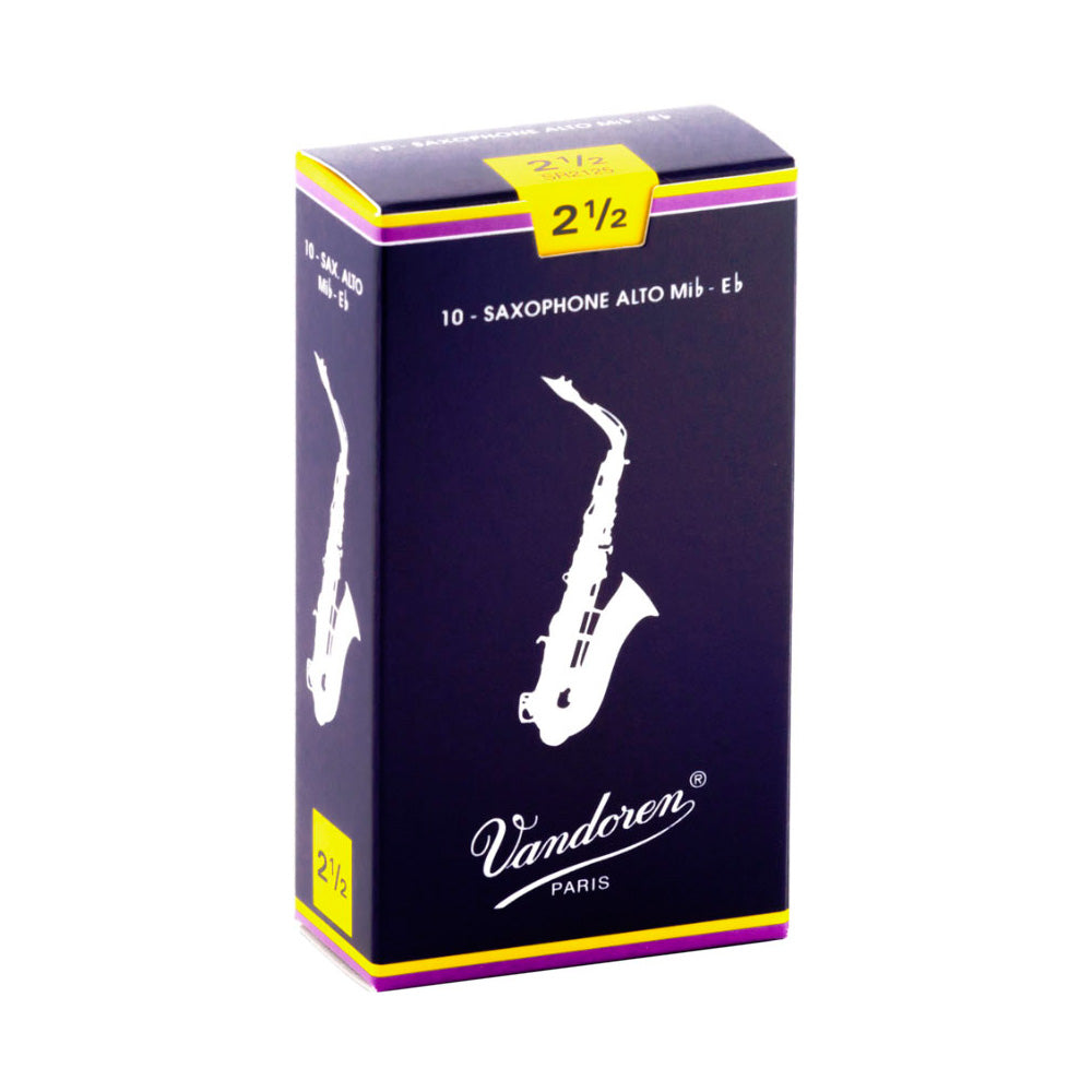 Vandoren \'Blue Box\' Eb alto saxophone reeds - 2.5 (box of 10)