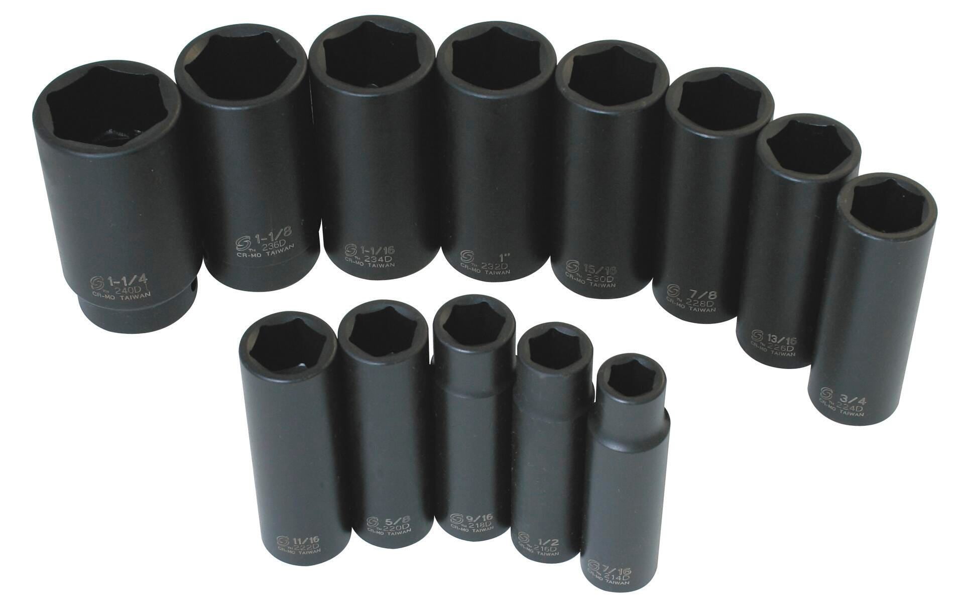 SOCKET SET IMPACT 13-PC DEEP 1/2 DR
