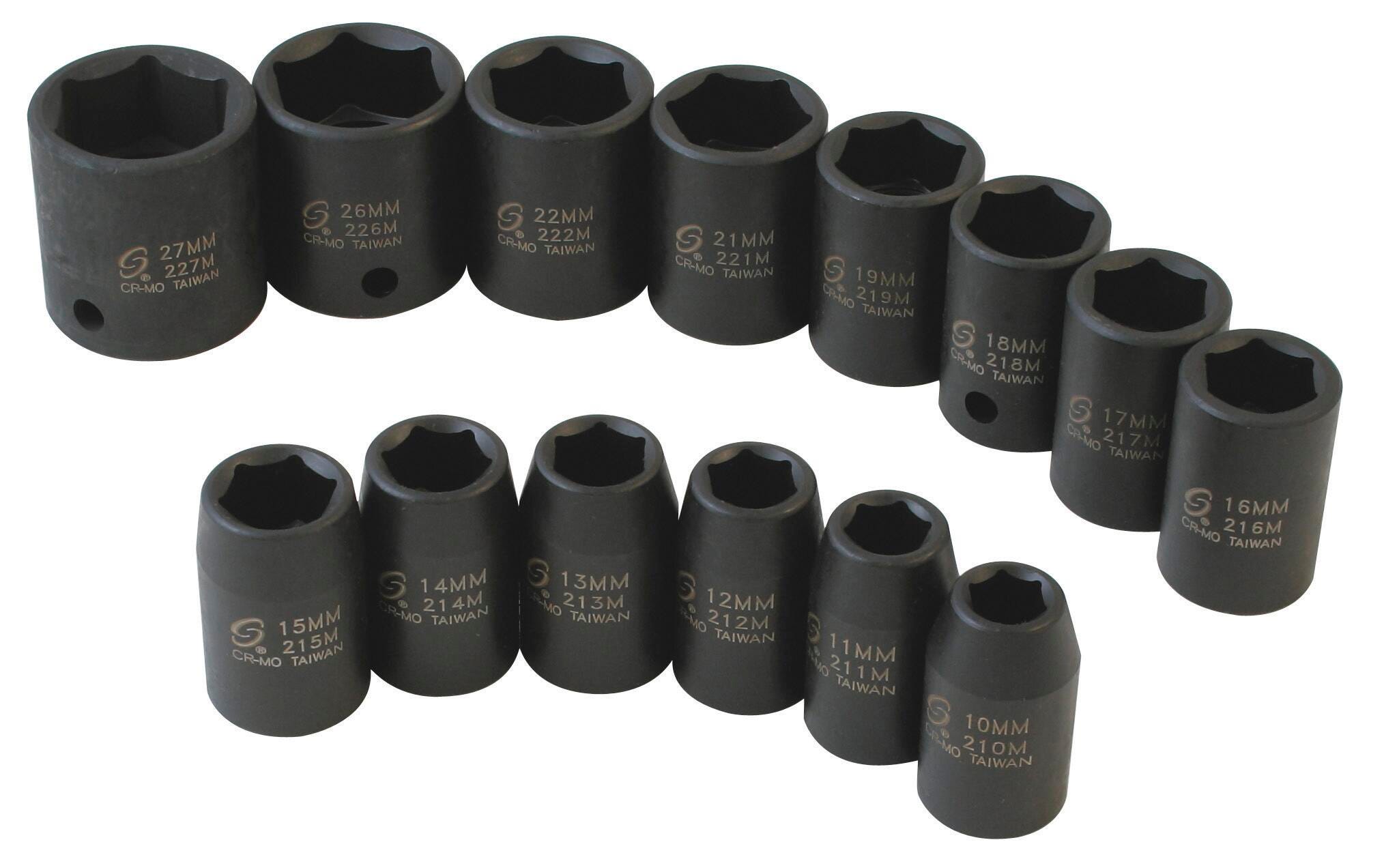 SOCKET SET METRIC 14-PC 1/2 DR