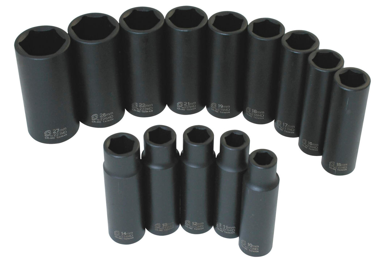 SOCKET SET 14-PC DEEP 1/2 DR
