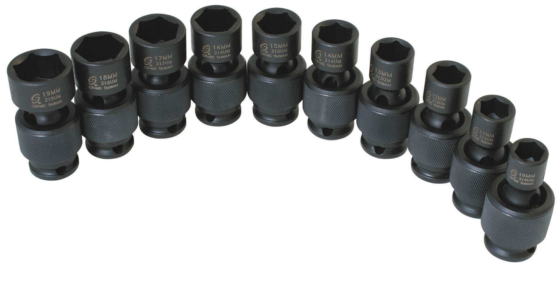 SOCKET IMPACT UNIVERSAL METRIC 10 PC 3/8 DR SU3657