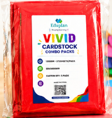 Eduplan Vivid Cardstock Combo Packs (120gsm- 375sheets/bag)