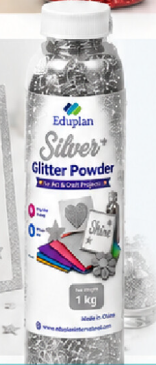 GLITTER POWDER SILVER 1KG EDUPLAN