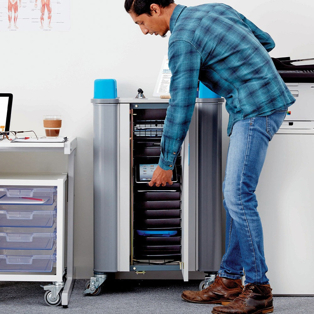 TabCabby compact AC tablet charging cabinet – 16 devices