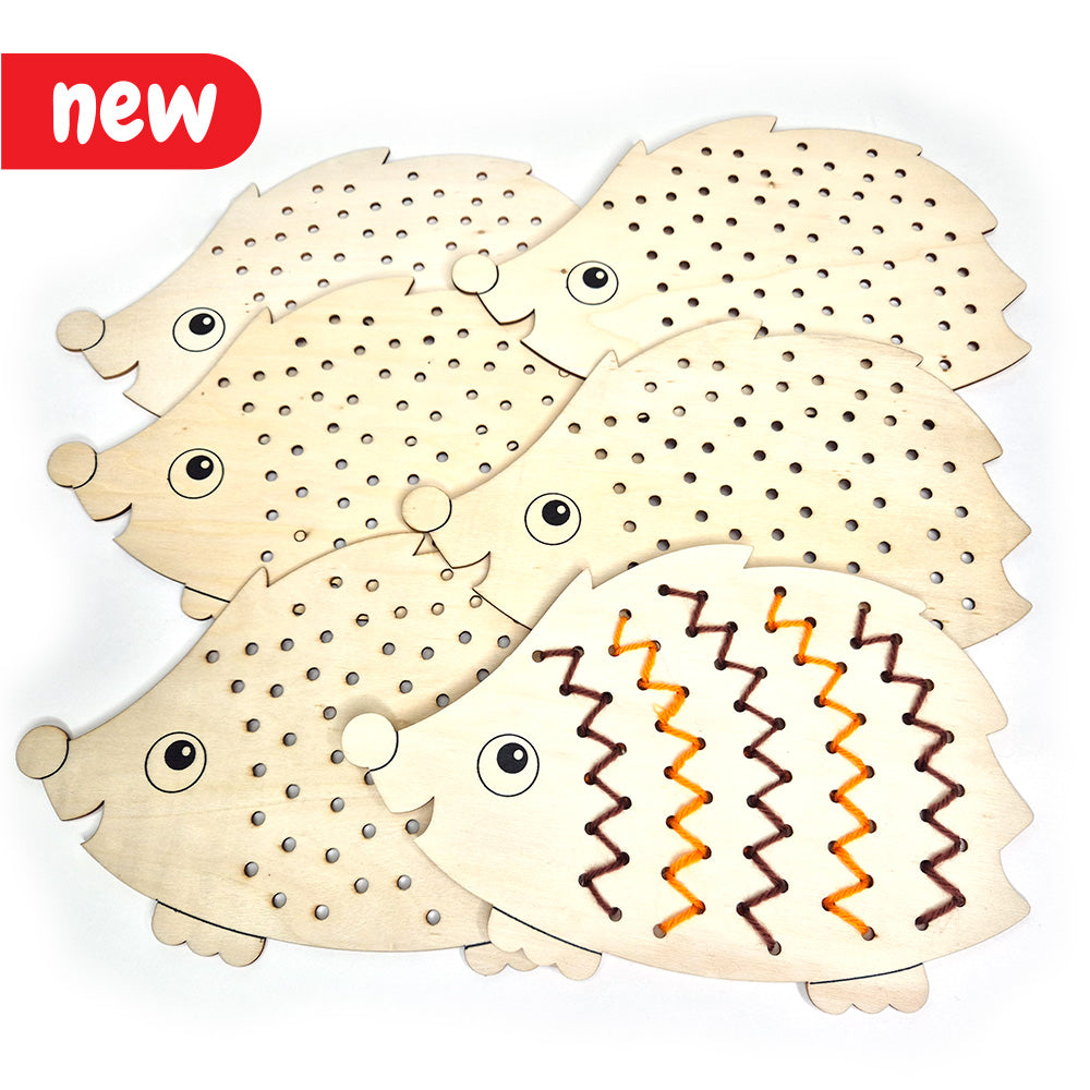 Threading Wooden Hedgehogs, pack of 6
