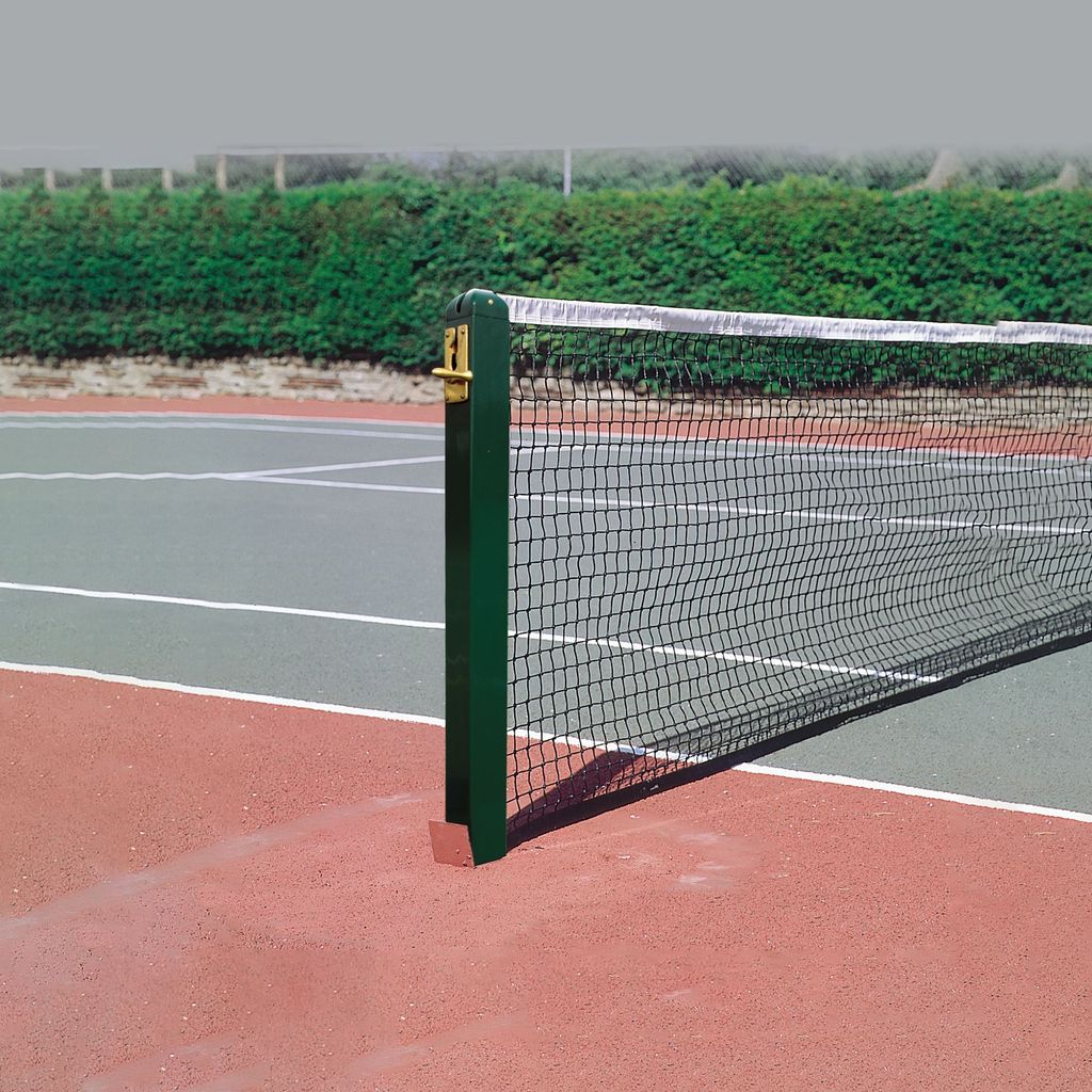 ALUMINIUM 80MM SQUARE TENNIS POSTS WITH SOCKETS PAIR