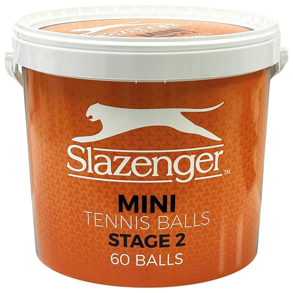 SLAZENGER MINI TENNIS ORANGE STAGE 2 BALL 47G, 65MM, BUCKET OF 60