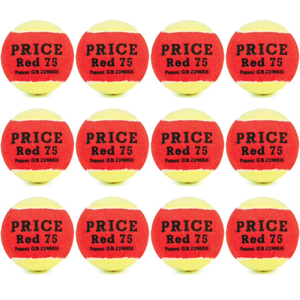 RED 75 TENNIS BALL 44G, 75MM, RED/YELLOW, SET OF 12