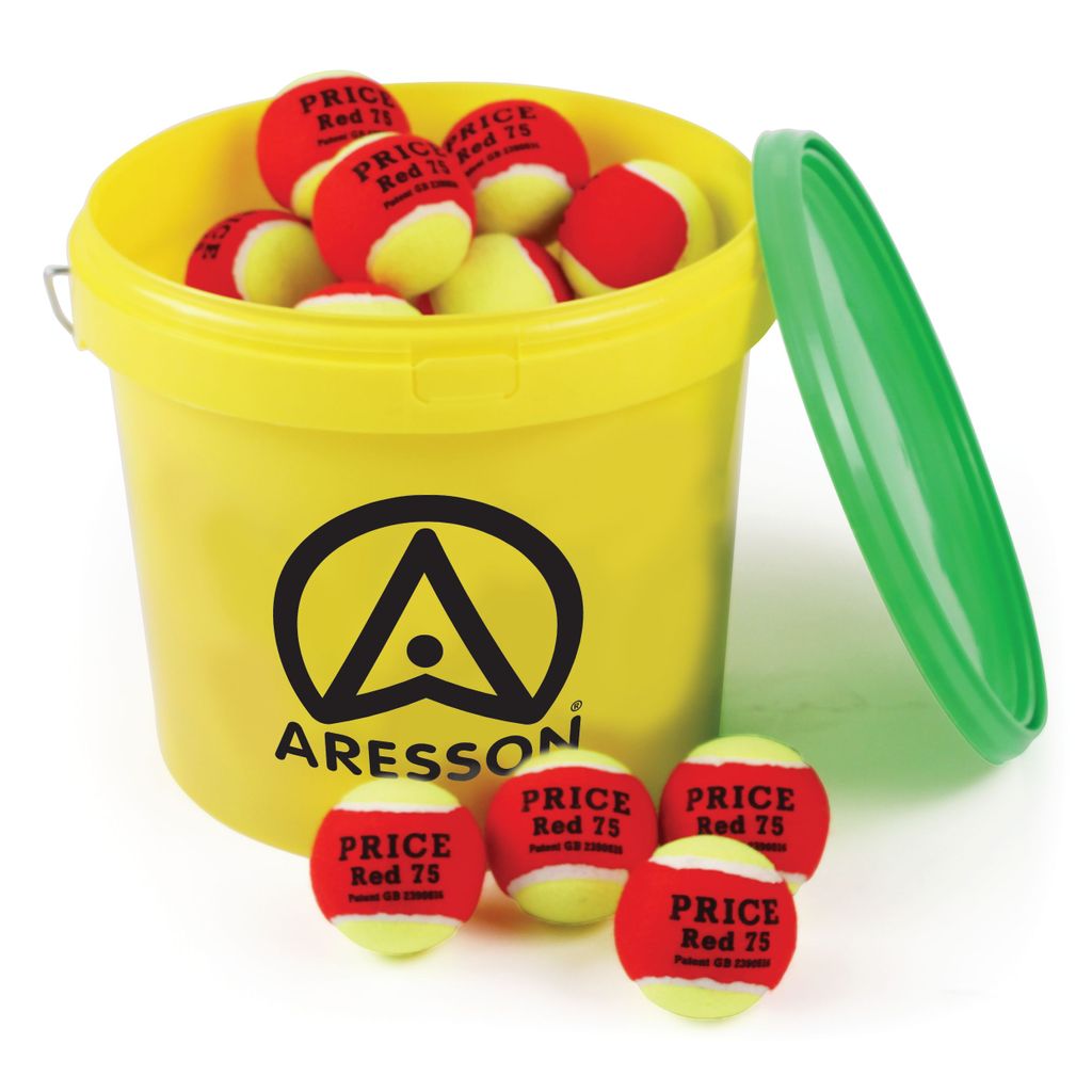 RED 75 TENNIS BALL 44G, 75MM, RED/YELLOW, BUCKET OF 40