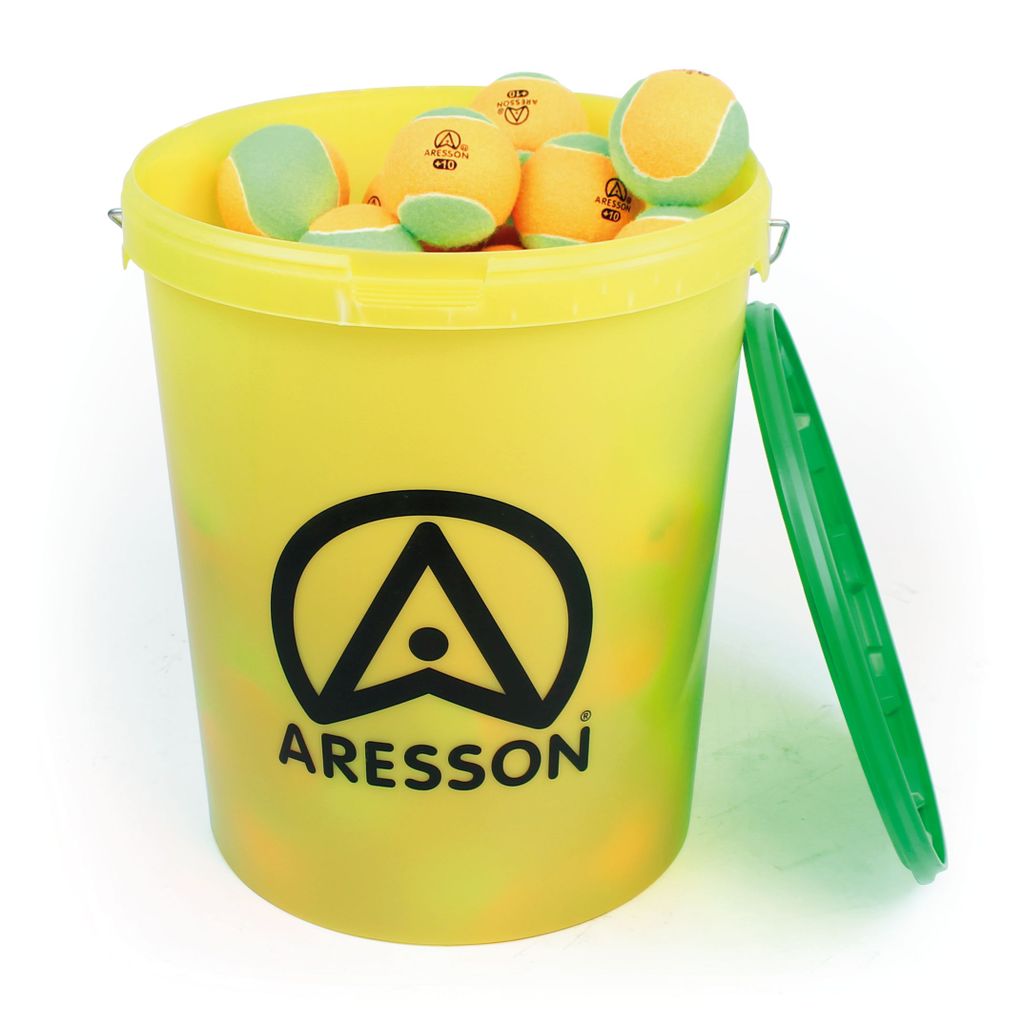 ARESSON +10 MINI TENNIS BALL, ORANGE/GREEN 46G, 75MM, BUCKET OF 60