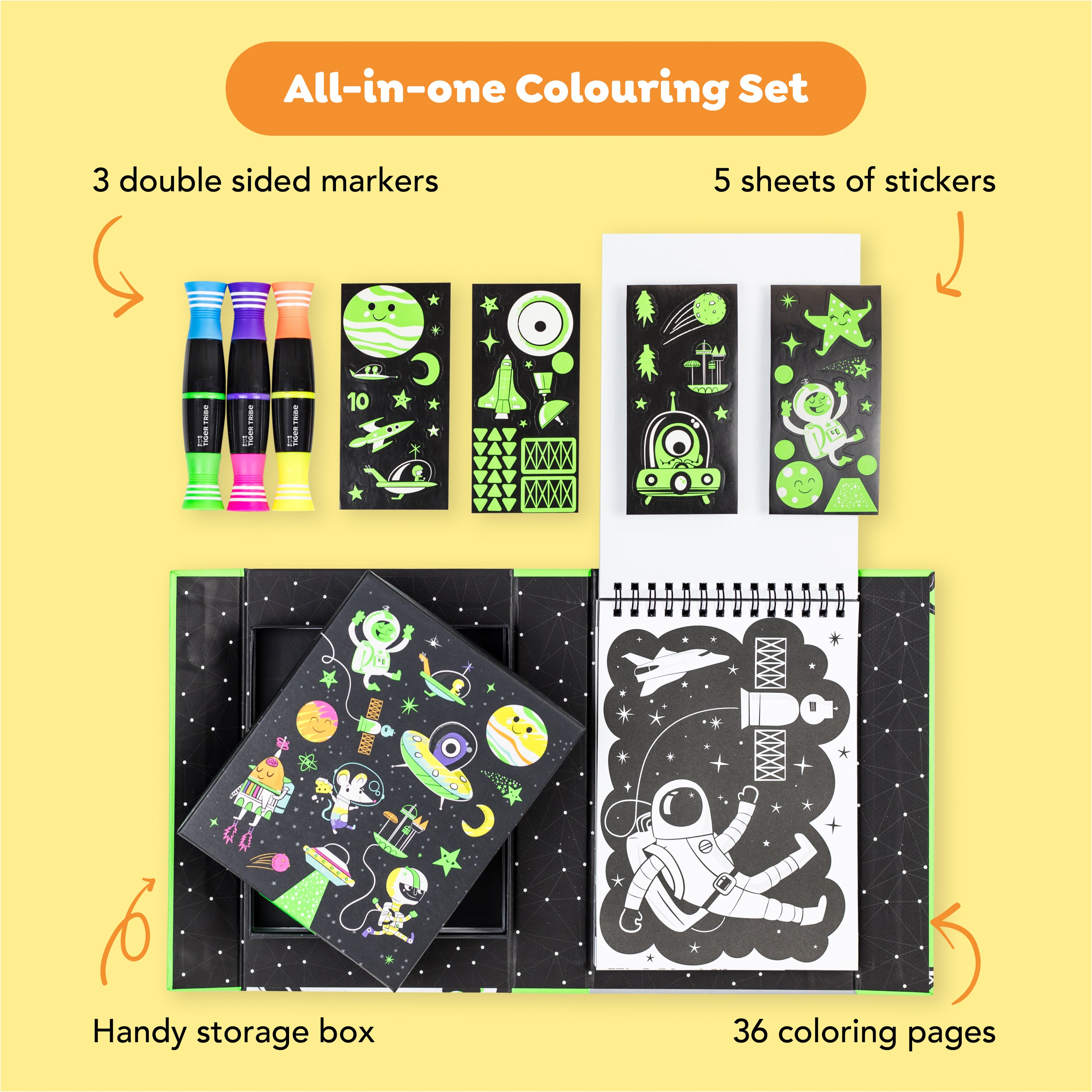 Neon Colouring Set - Outer Space (5 Years +)