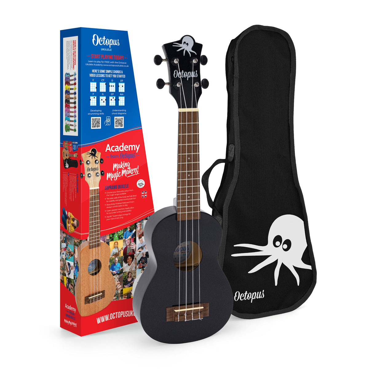 Octopus Academy soprano ukulele - Metallic black