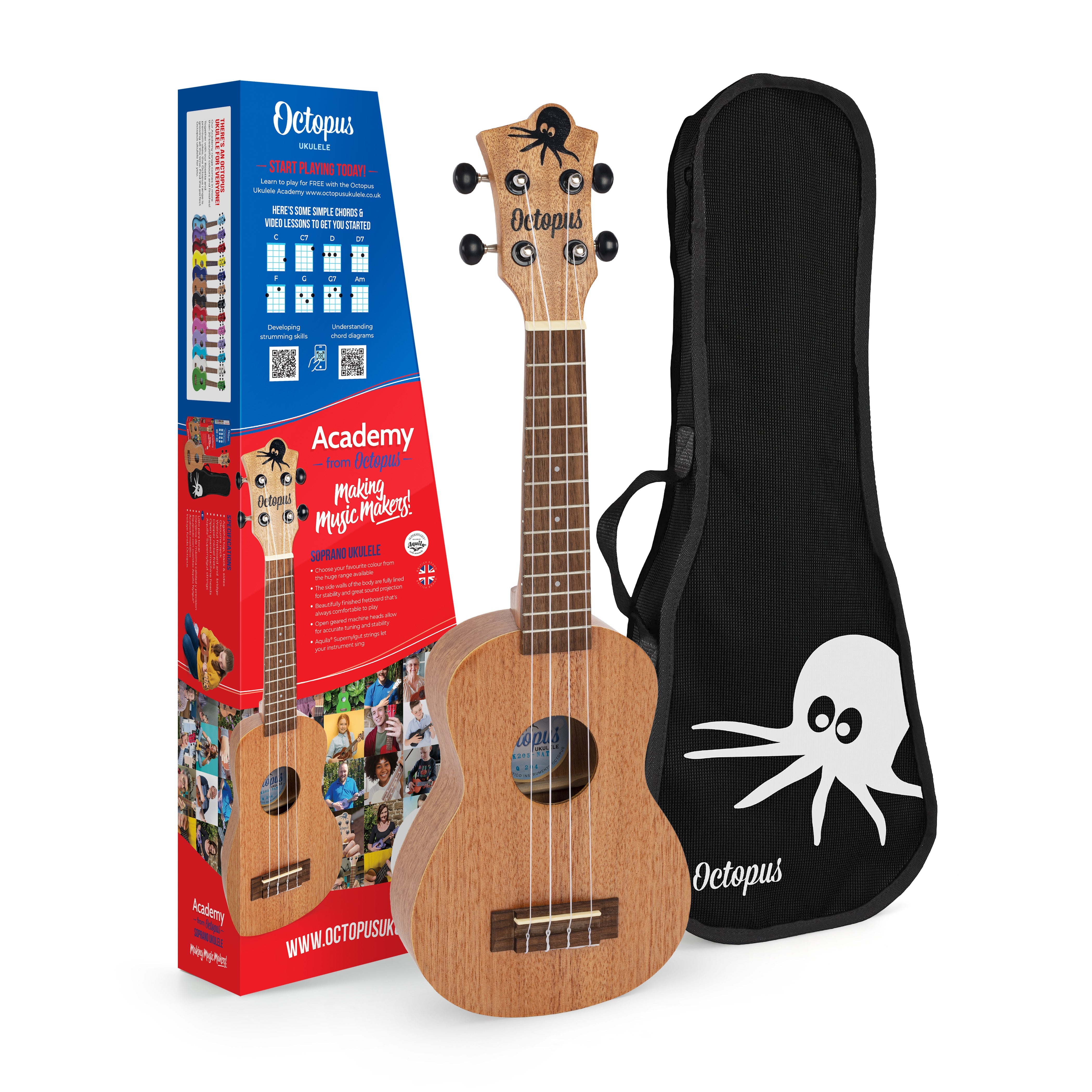 Octopus Academy soprano ukulele - Natural