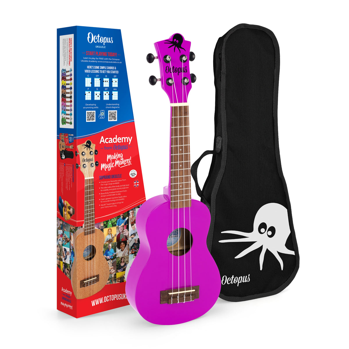 Octopus Academy soprano ukulele - Pink