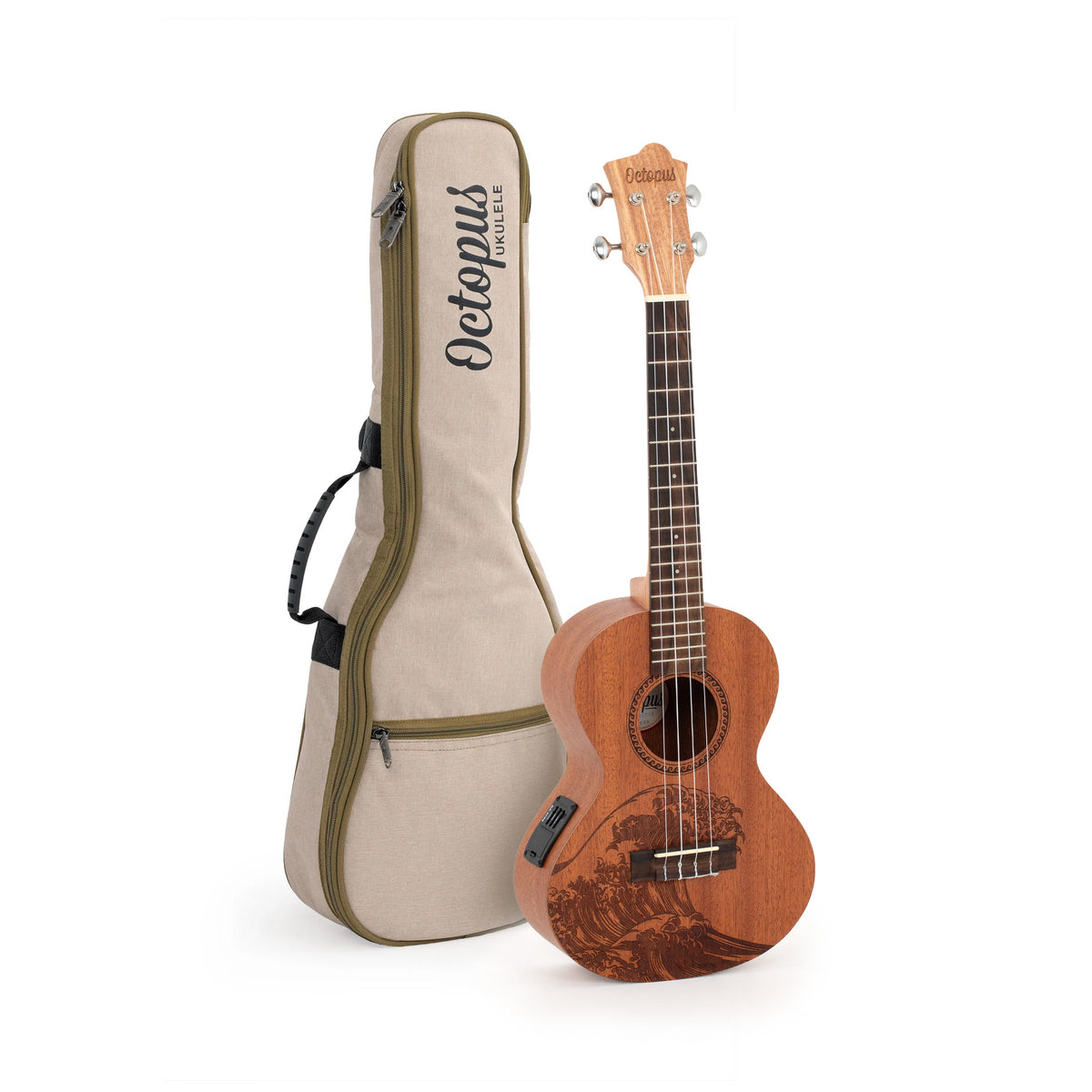 Octopus Rosette electro-acoustic tenor ukulele - wave motif