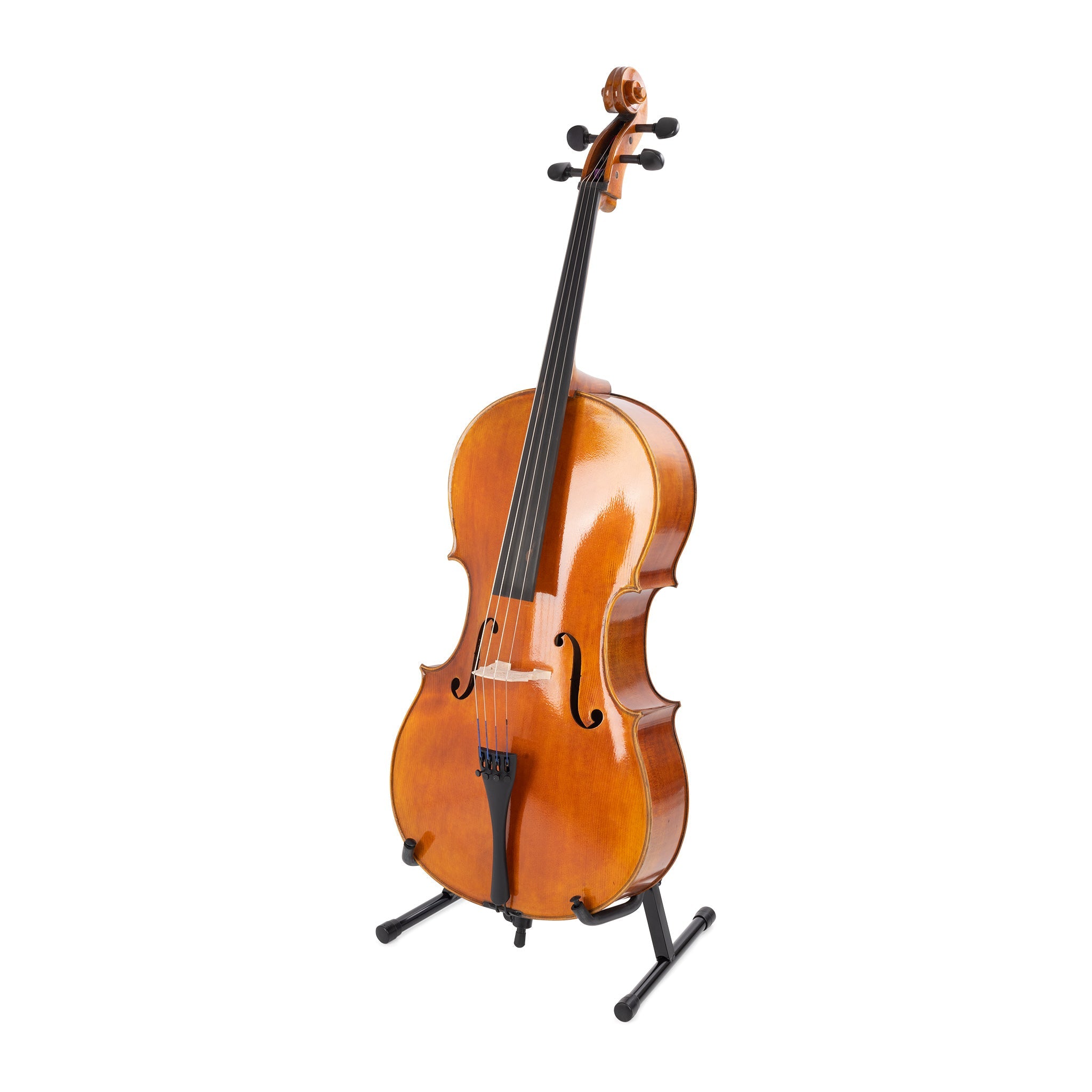String Workshop compact cello stand with integrated bow holder