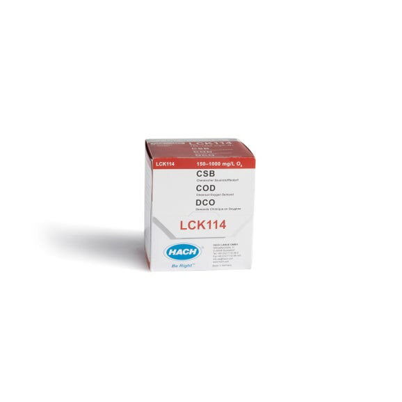 Hach LCK114 COD Cuvette Test 150-1000mg/L - 25 tests