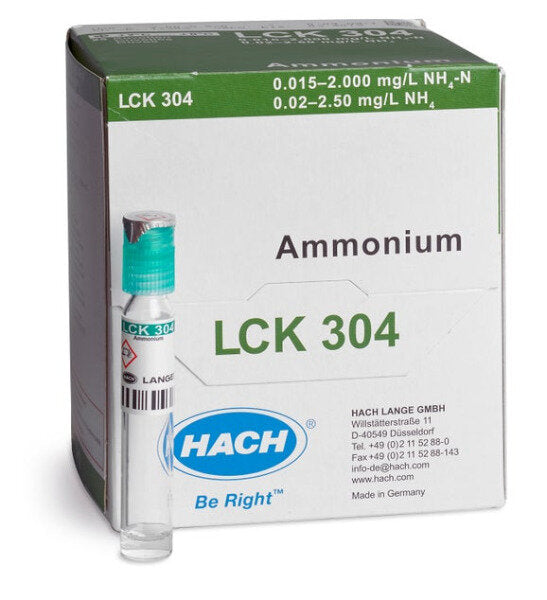 Hach LCK304 Ammonium Cuvette Test 0.015-2.0mg/L - 25 tests