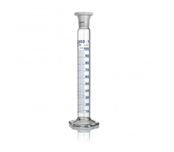 Simax Glass Mixing Cylinder Class B Graduated with Plastic Stopper - 1L