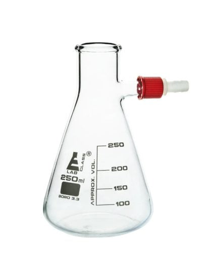 Glass Conical Filtering Flask with Plastic Screw Threaded Side Arm - 250mL x 12pcs