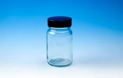 Clear Glass Powder Bottles with Wide Neck and Black Screw Cap R3/38 - 250mL x 10pcs