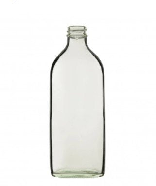 Clear Class Medical Flat (Sloping Shoulder) Bottle with Black Screw Cap R3/28 - 200mL x 20pcs