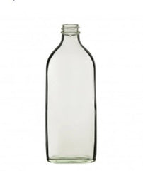 Clear Class Medical Flat (Sloping Shoulder) Bottle with Black Screw Cap R3/28 - 200mL x 20pcs