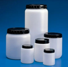 HDPE Plastic Bottles with Wide Neck and Black Screw Cap - 1L x 20pcs