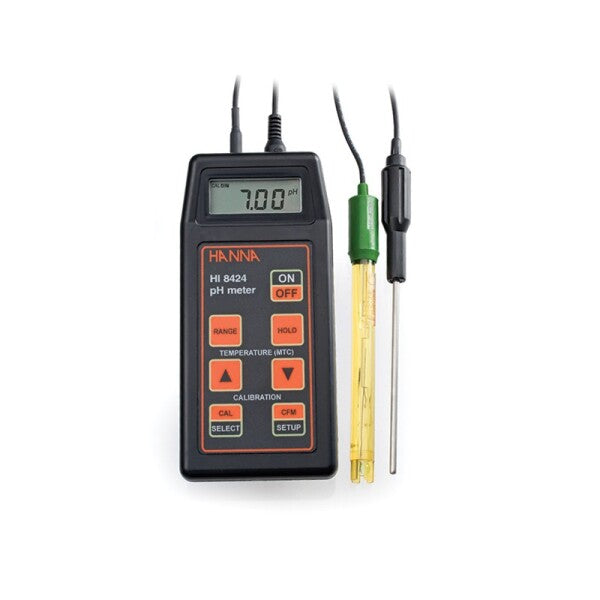 Hanna HI-8424 Handheld pH Meter with pH Electrode & Temperature Probe
