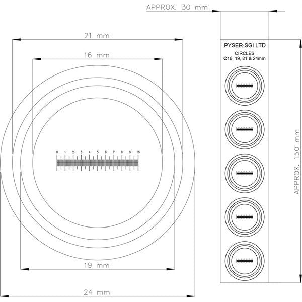 Plastic Eyepiece Graticules 10mm/0.1mm - 10pcs