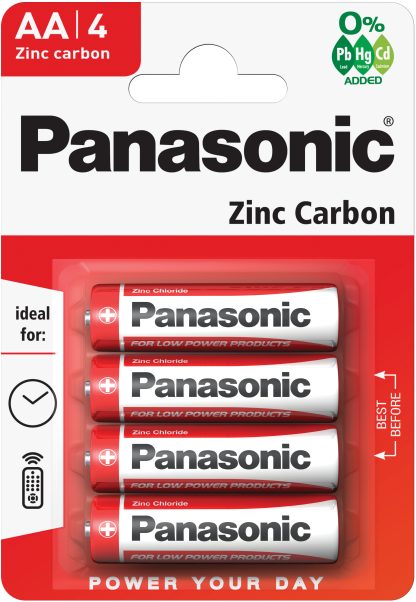 Batteries, Zinc Carbon, AA Size, 1.5V (Pack 4)