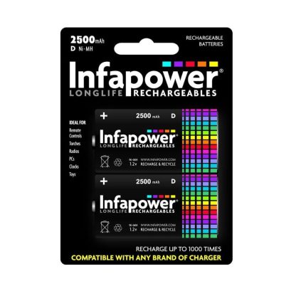 Batteries, Rechargeable, Size D, (Pack of 2)