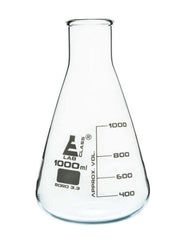 LabGlass®Flask Conical 1000ml, wide neck, borosilicate glass (Pack of 6)