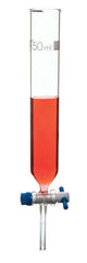 Funnel Dropping - Cylindrical, cap. 50ml, socket size 19/26, borosilicate glass, Un-graduated cylindrical with glass stopcock & interchangeable plastic stopper (Each)