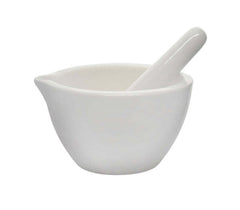 Mortar & Pestle, Porcelain, outer dia 105mm, cap. 150ml. Unglazed (Each)