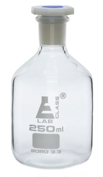 Clear Glass Reagent Bottle with Plastic Stopper - 250mL x 6pcs
