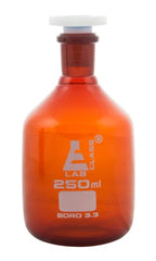 Amber Glass Reagent Bottle with Plastic Stopper - 250mL x 6pcs