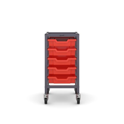 Trolley Sets with Trays - Under-bench Single Column with 5x F1 Shallow Trays
