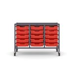 Trolley Sets with Trays - Under-bench Treble Column with 15 x F1 Shallow Trays