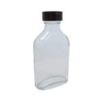 Clear Class Medical Flat (Sloping Shoulder) Bottle with Black Screw Cap R4/28 - 100mL (Pack 120)