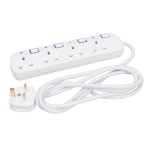Switched Extension Lead with Neon Indicator, 230V 4-Gang, 2m