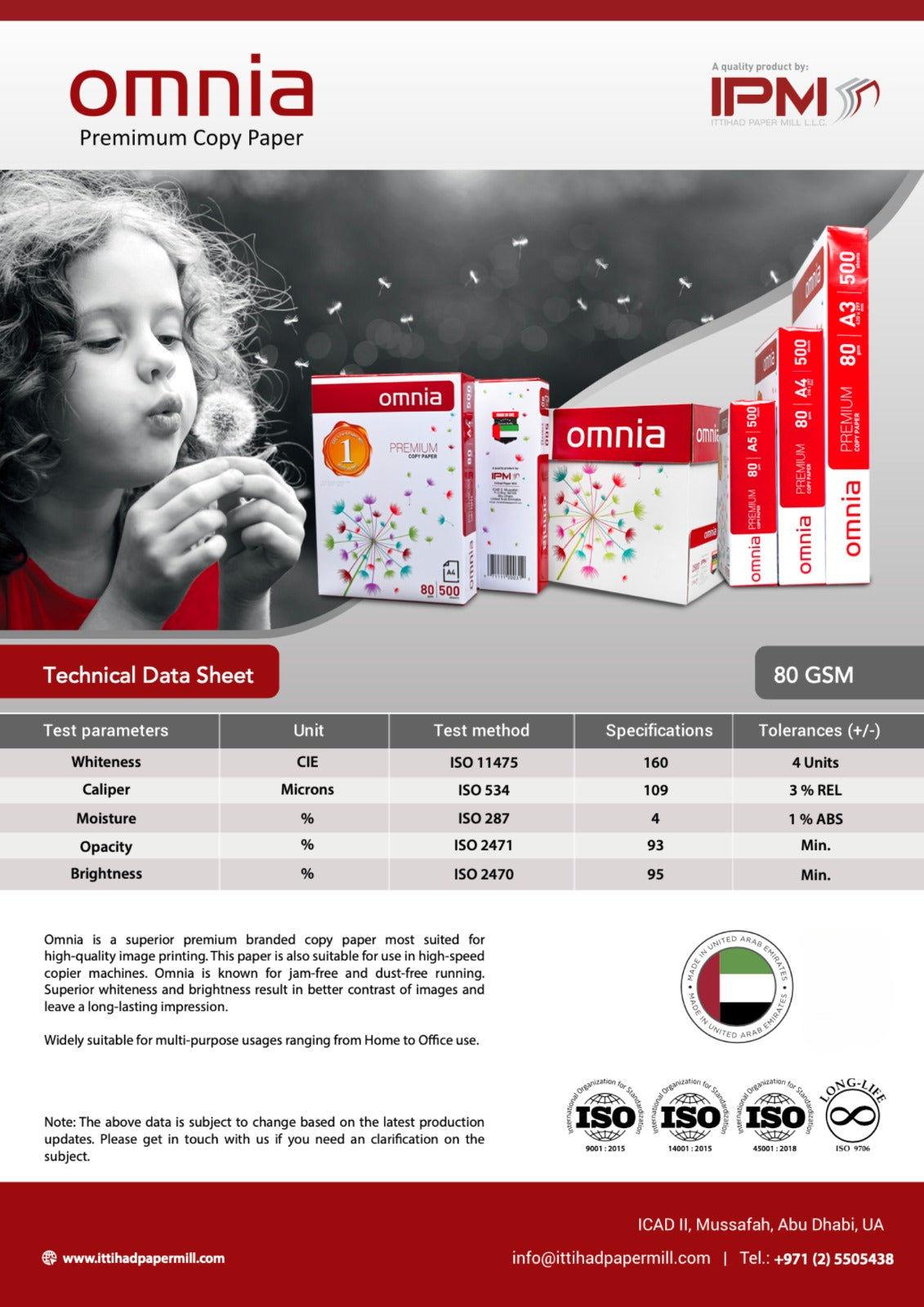 COPY PAPER 80 GSM IPM OMNIA, A3 BOX-5