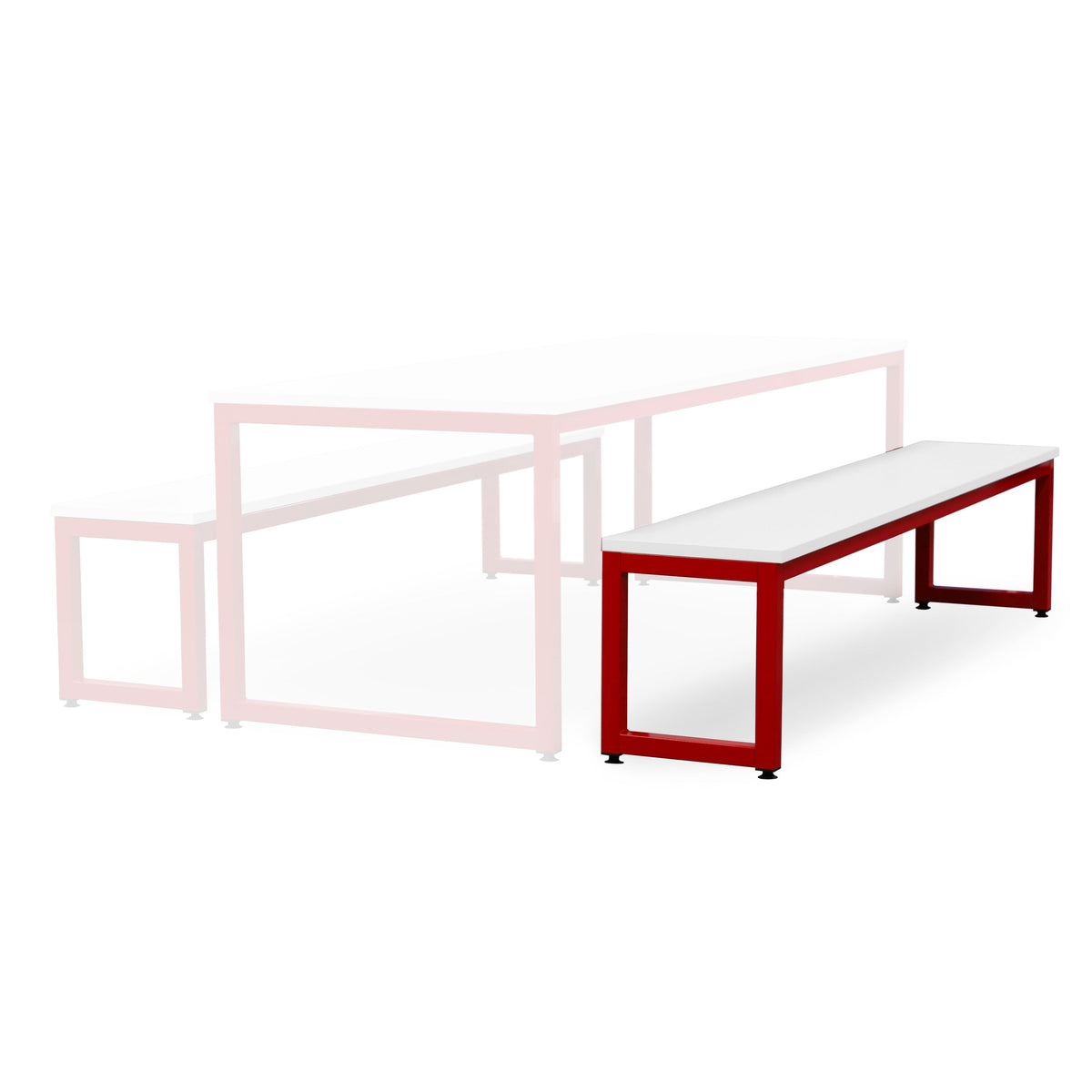 Monarch dining bench with white top - Red