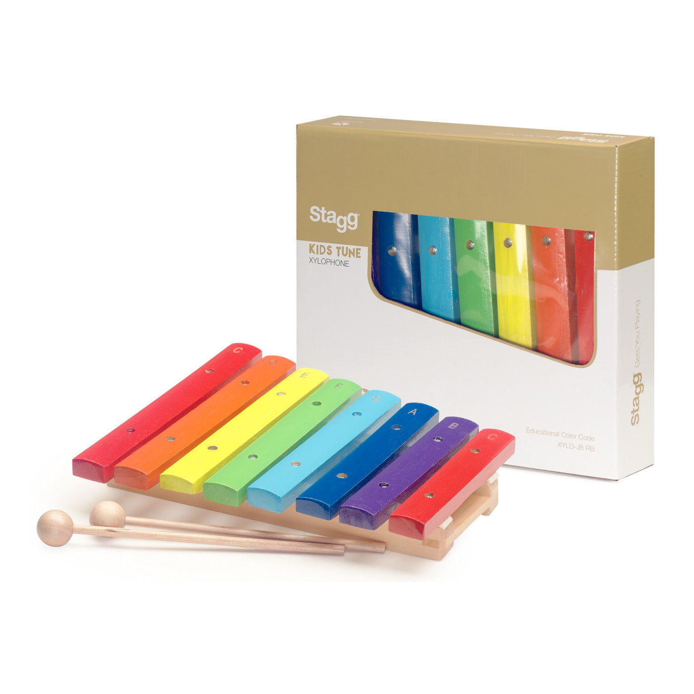 Stagg xylophone with colour-coded keys - 1 octave