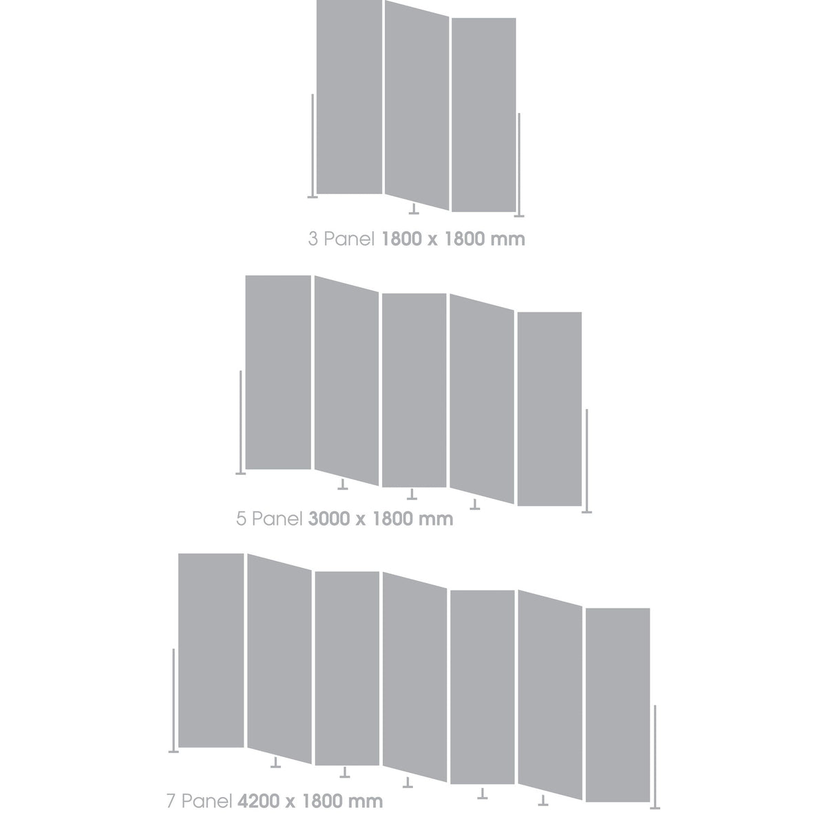 Screen Three Panel Width 1800 Grey