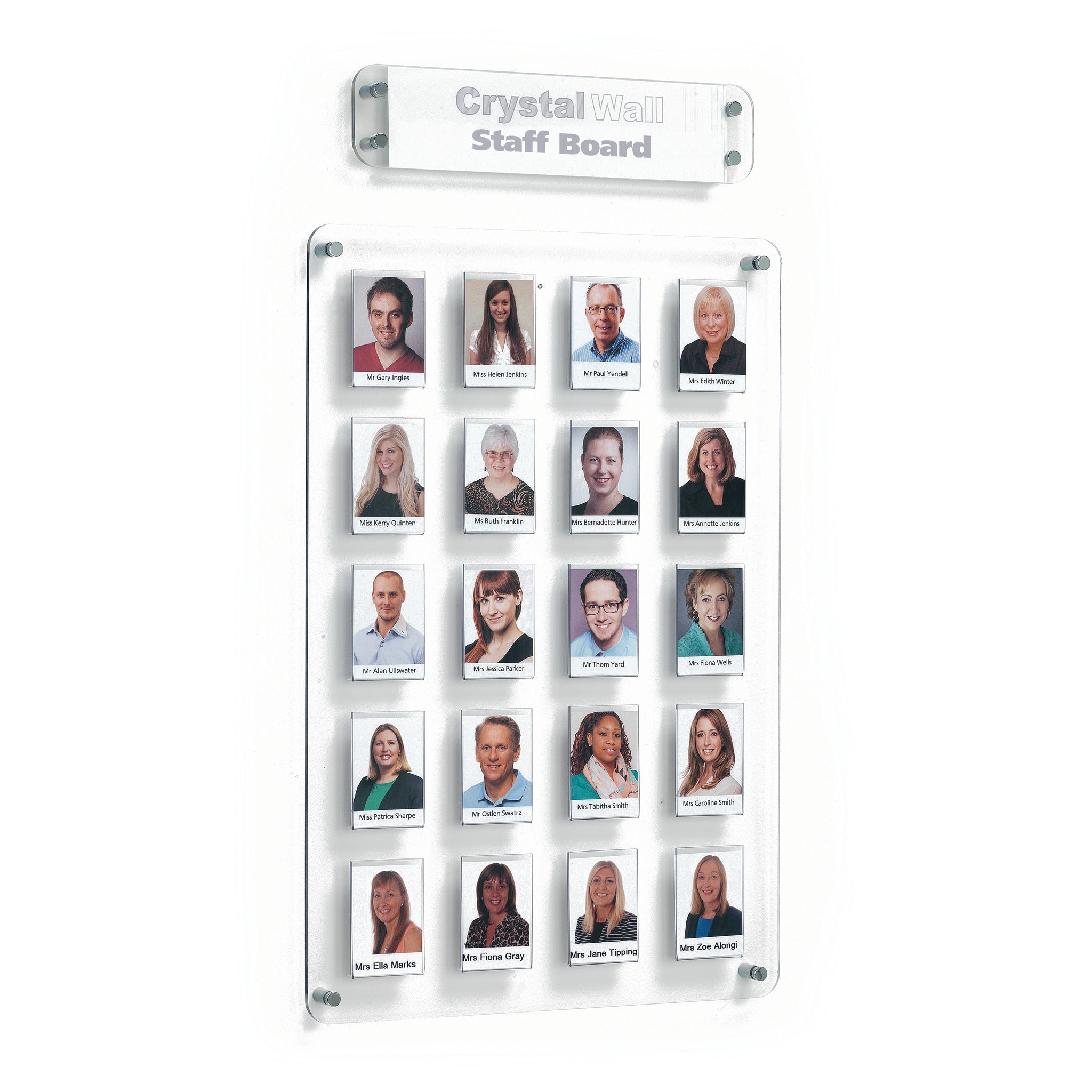 Perspex Class/Staff Board 20 Pockets