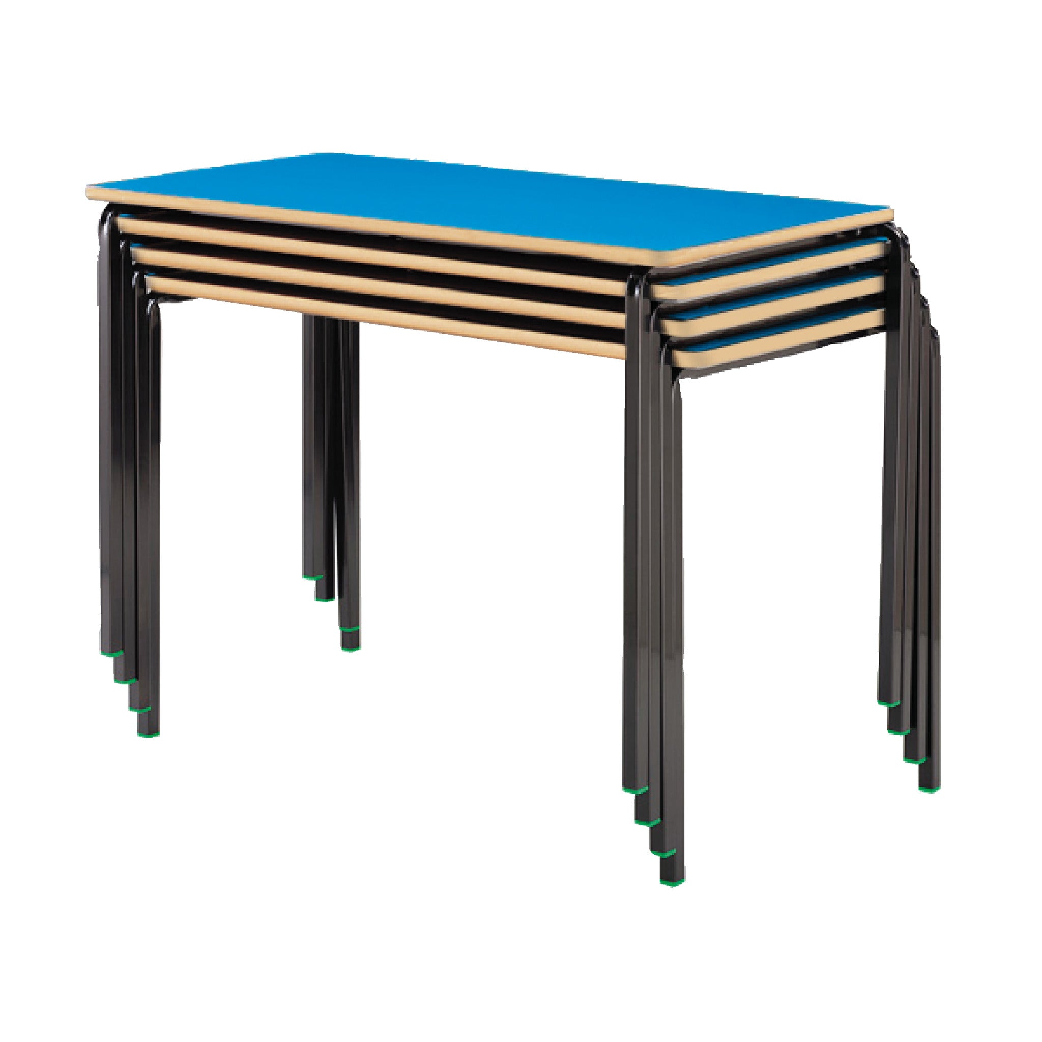 Table Rectangular Stacking Set of 4 1100 x 550 x 460mm Height Blue Top With Black Frame And Mdf Edge Smart Buy Range