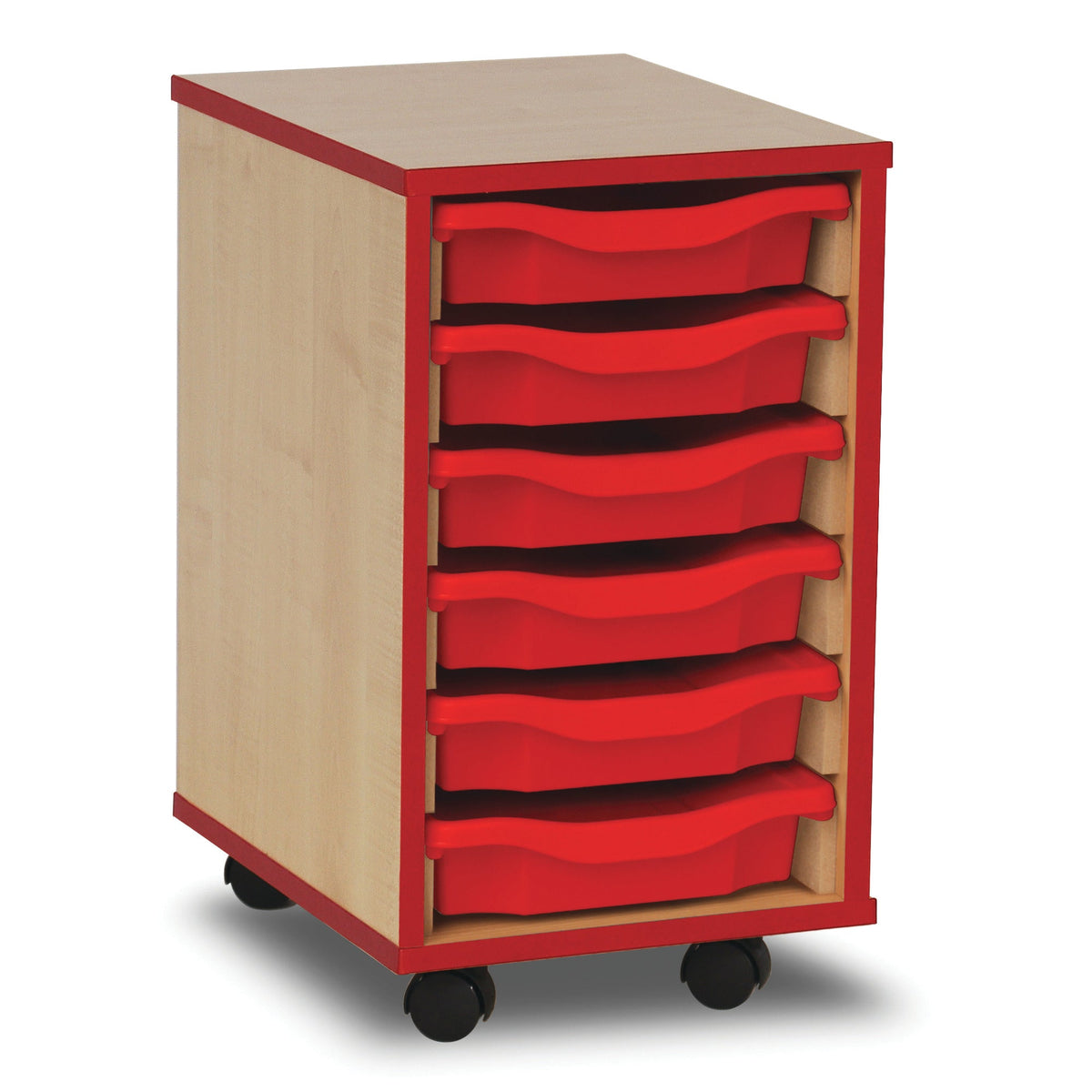 Mobile Tray Unit 6 Shallow Red