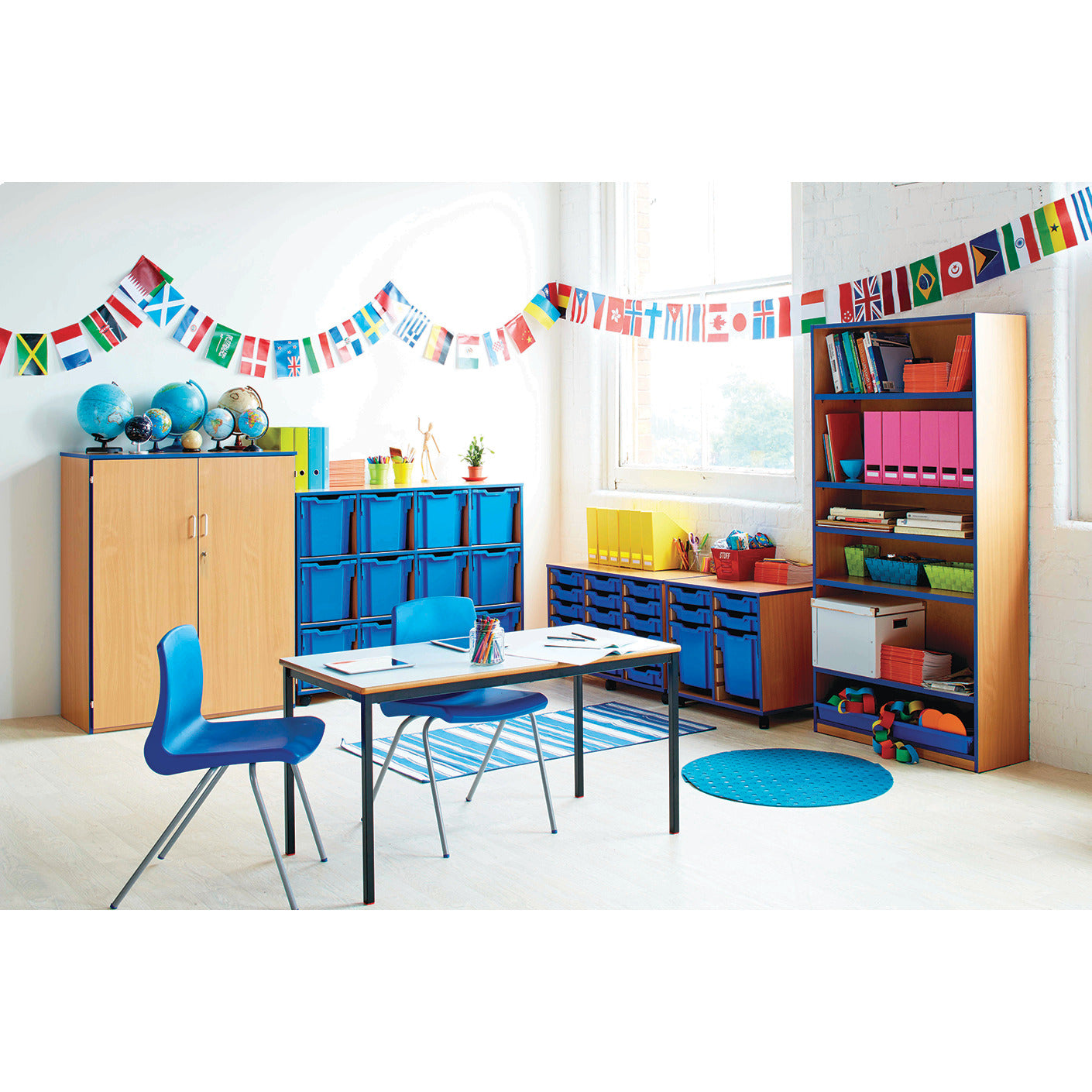 Mobile Tray Unit 6 Shallow Blue